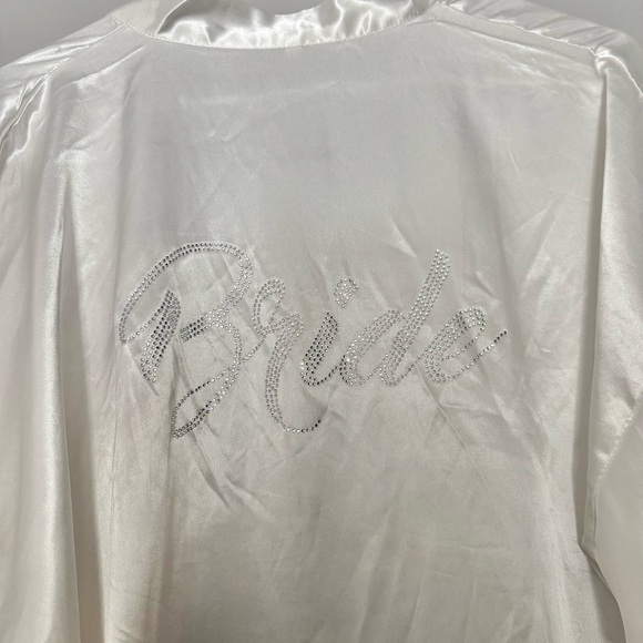 Blingy Rhinestone White Satin Bride Bridal Wedding Robe OS - Picture 1 of 3
